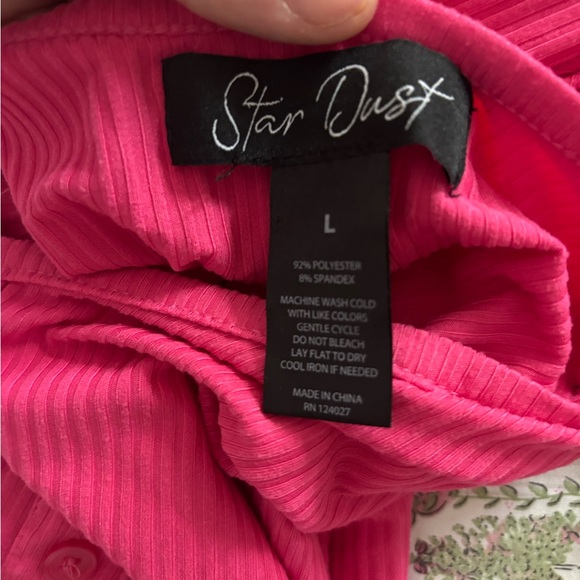 Pink Button-Up Ribbed Top - Picture 2 of 2